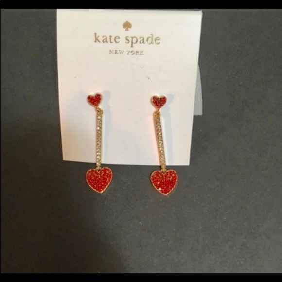 Kate Spade “Yours Truly” Pave Red Heart Crystal Earrings - Picture 4 of 5